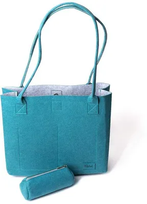 Produktbild von Große Einkaufstasche 15L Grau Petrol Damen Shopper