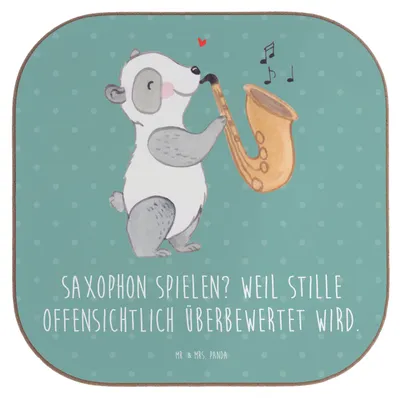Produktbild von Mr. & Mrs. Panda Untersetzer für Gläser Saxophon Leidenschaft - Meeresbrise - Geschenk, Instrument, Klang, Musik, gläseruntersetzer, Musiker, Coaster, Tassen, Lernen