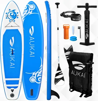 Obrázek produktu pro Aukai® Stand Up Paddle Board 320cm "Tribal" SUP Surfboard aufblasbar + Paddel Surfbrett Paddling Paddelboard - blau