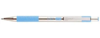 Produktbild von Kugelschreiber, 0,24 mm, Druckmechanismus, Edelstahl, Gehäusefarbe: hellblau, ZEBRA "F-301", blau