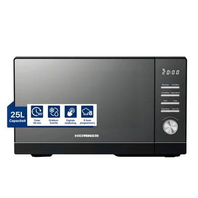 Productafbeelding van Heinner HMW-MD25DMRBK, Werkblad, Vrijstaande magnetron, 25 liter, 800 watt, Ingebouwd display, LED