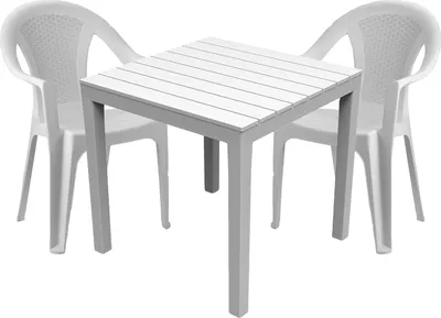 Produktbild von Sitzgarnitur Bistrogarnitur 3-teilig Weiß Rattan/Holzoptik