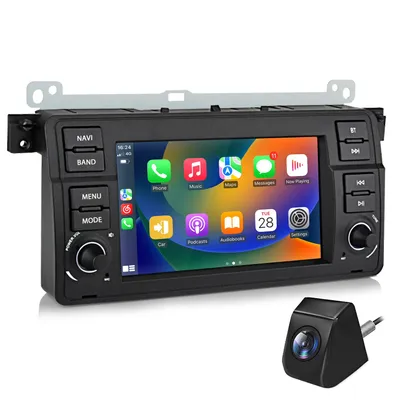 Image de Autoradio Android 7 pouces, 15 pouces, 2 Go + 64 Go, GPS, CarPlay, Android Auto, pour BMW E46 Série 3 (318, 320, 325, M3), Bluetooth, Wi-Fi, DAB+RDS, SWC, USB, FM, DSP, 2 Go + 64 Go, caméra