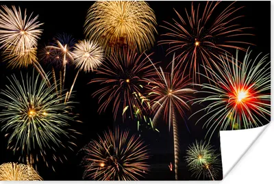 Produktbild von MuchoWow® Poster Buntes Feuerwerk vor dunklem Himmel in der Silvesternacht 180x120 cm - Fotoplakat