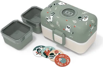 Obrázek produktu pro MONBENTO Lunchbox 0,8l Snídaňový box Chlebník Olive Green Cream Tresor Racoon