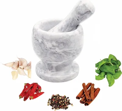 Produktbild von Mörser mit Stößel Marmor-Mörser robust & langlebig Zerkleinerer Kerne Gewürze