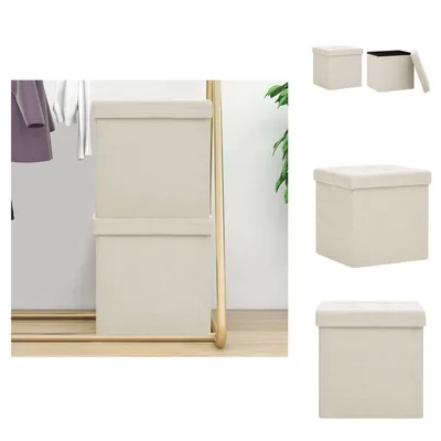 Produktbild von vidaXL Hocker mit Stauraum 2 Stk. Cremeweiß Leinenoptik -  Klappstühle & Hocker