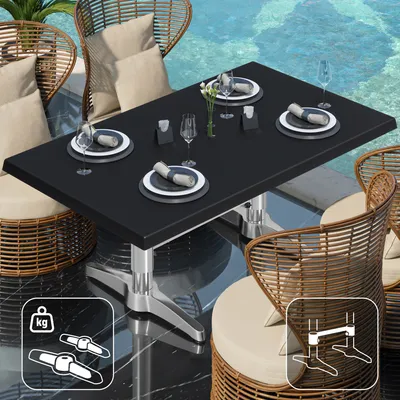 Produktbild von WBC | Jamaika Loungetisch | B: T: H:  120 x 70 x 40 cm | Schwarz / Aluminium | Zusatzgewicht + Verbinder | Bistro Loungetisch Gastro Tisch