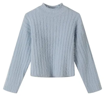 Imagen del producto de Minoti - Sudadera para niñas, corte alto, tejido de punto MN274 (104) (Azul)