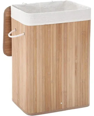 Produktbild von Faltbarer Wäschekorb aus Bambus mit Deckel und Baumwollsack, 72 l, natur