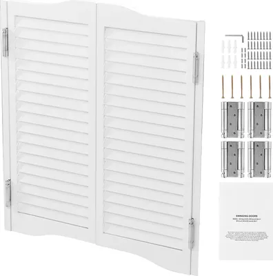 Zdjęcie produktu dla SucceBuy drzwi do salonu 805x28x900 mm, drzwi skrzydłowe z zawiasami i zestawem montażowym, łatwe w montażu, zakrzywione wewnętrzne drzwi skrzydłowe do kawiarni, przedpokoju, kuchni, baru, pubu, wejścia, białe