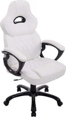 Produktbild von Ergonomische Bürostuhl - Weiß - Kunstleder - Büro- und Gamerstuhl - Auf Rädern - Für Erwachsene - Höhenverstellbar