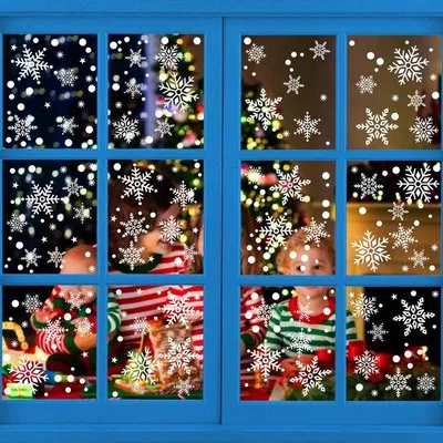Produktbild von Winterliche PVC-Snowflake-Raumdekoration für Fenster, herstellbar, selbstklebend, kerzenfestlich