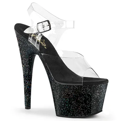 Obrázok produktu pre ADORE-708MG Dámske sandále značky Pleaser, Transparent Black , EU 39, US 9