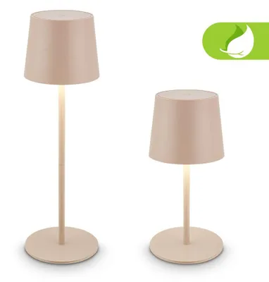 Immagine prodotto di Briloner BOTA Lampada da tavolo senza fili IP44, dimmerabile, touch, batteria ricaricabile, protezione dagli spruzzi d'acqua, beige, Ø11 x 33 cm