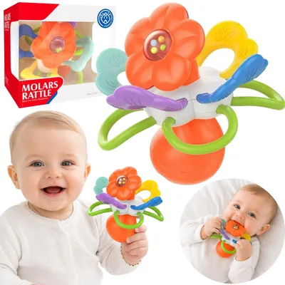 Zdjęcie produktu dla Grzechotka Gryzak Sensoryczna Edukacyjna Kolorowa Wypustki Montessori