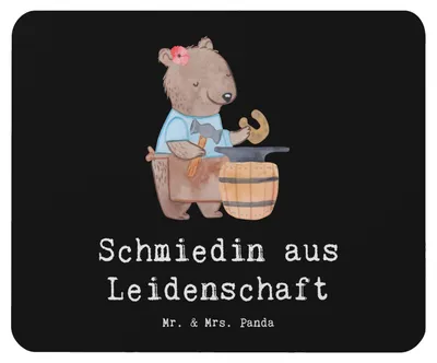 Produktbild von Mr. & Mrs. Panda Mousepad Schmiedin Leidenschaft - Schwarz - Geschenk, mausteppich, Mauspad, pc mausunterlage, mousematte, Mouse Pad