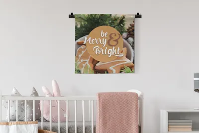 Produktbild von MuchoWow® Wandteppich Wandbehang Zitate - Sprichwörter - 'Fröhlich und heiter' sein 60x60 cm Tapisserie Dekoration Wandtuch - Dekorationen - Wand Decke