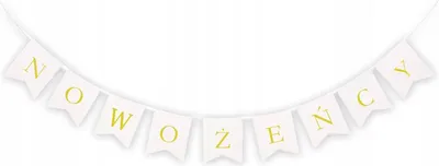 Zdjęcie produktu dla Weselny Baner Ślubny Napis Nowożeńcy Złoty Dekoracja Sali Ślub Impreza