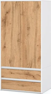 Zdjęcie produktu dla Szafa Garderoba 2 Szuflady 90Cm Duża Nowoczesna Półki Drążek Biały Wotan