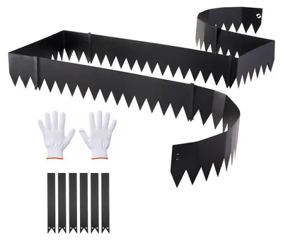 Produktbild von VEVOR Rasenkante 6er-Pack 1016x203 mm, Beeteinfassung mit 6 Befestigungsclips, Biegsame Rasenbleche aus Verzinktem Stahl, Mähkante, Palisade Beetumrandung für Blumenbeete & Gartenwege, Schwarz