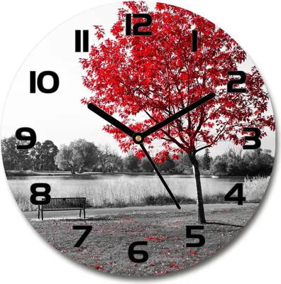 Produktbild von Wanduhr aus Glas 30fi Glasbild Glasuhr Gehärtetes Glas - schwarze-zeiger - Red tree
