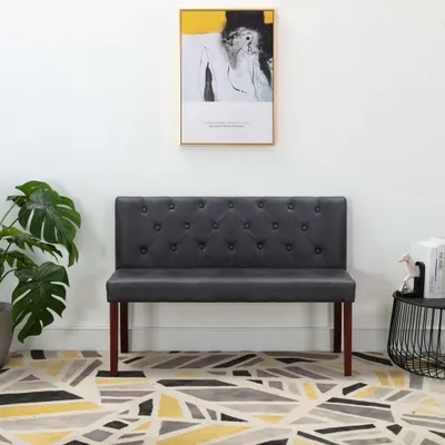 Image de Banc 52 x 120 x 84 cm contreplaqué caoutchouc polyester mousse gris marron