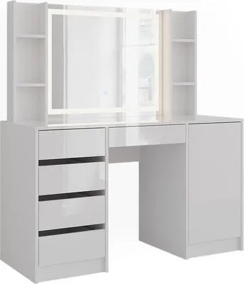 Obrázek produktu pro Toaletní stolek Vicco Sherry Bílá/bílý vysoký lesk 128.2 cm 4 díly, Model 57645