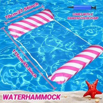 Produktbild von Aufblasbare Wasserhängematte, Poolhängematte mit Luftpumpe, Wasserhängematte mit Netz, aufblasbarer Pool, Pool für Schwimmbad, Strand, Urlaub (magenta)