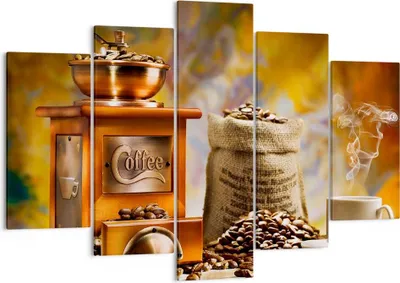 Produktbild von Bild auf Leinwand - Leinwandbild - Kaffee Körner Mühle Tasse - 150x100cm - Wand Bild - Wanddeko - Leinwanddruck - Bilder - Kunstdruck - Wanddekoration - Leinwand bilder - Wandkunst - EA150x100-2592