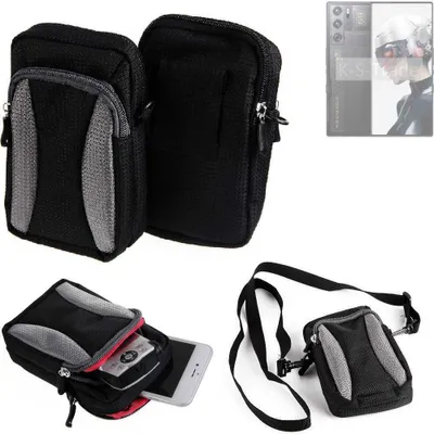 Produktbild von K-S-Trade Holster Schutz Hülle kompatibel mit Nubia Redmagic 9 Pro Handy Hülle Gürteltasche Umhängetasche mit Zusatzfach schwarz