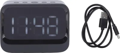 Obrázek produktu pro Digitální hodiny s bezdrátovým reproduktorem Bluetooth, LED displejem, dobíjecím budíkem, MP3 přehrávačem hudby pro hluboké spáče, černé