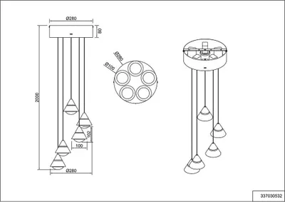 Image de Suspension LED, noir, changement de couleur, H 200 cm