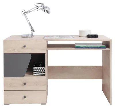 Obrázek produktu pro Psací stůl Furniture24 Delta Dl09 se 3 zásuvkami a skříňkou, vhodný do dětského pokoje, šířka 125 cm