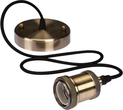 Produktbild von Design-Pendelleuchte Mit Textilkabel - Im Retro-Stil - Bronze