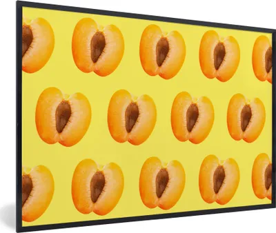 Produktbild von MuchoWow® MuchoWow® Gerahmtes Poster Pfirsich - Muster - Farben 90x60 cm - Poster mit zchwarzem Bilderrahmen - Fotorahmen - Foto-Plakat