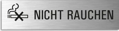 Produktbild von Türschild Nicht rauchen Hinweisschild mit Piktogramm Aluminium Edelstahloptik 160x40 mm selbstklebend