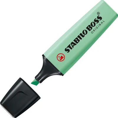 Zdjęcie produktu dla STABILO Boss Original Pastel, 1 szt., Mięta, Końcówka ścięta, Czarny, Miętowy, Plastik, Prostokąt