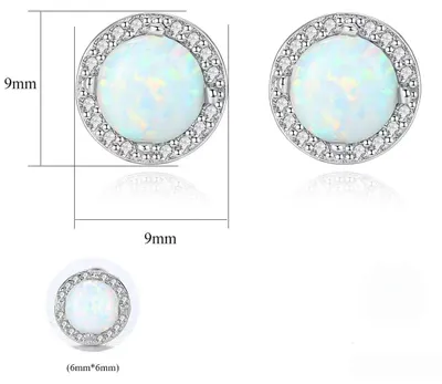 Produktbild von WEIMU Opal Ohrringe Silber 925， Ohrstecker Künstlicher Opal für Damen, 18 Karat
