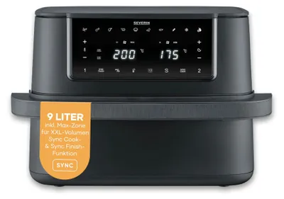 Produktbild von Severin Heißluftfritteuse Max Zone Flex, 9L oder 2x 4,5L, XXL Fritteuse, Kochen
