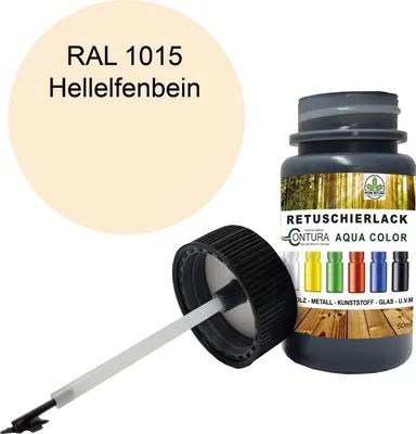 Produktbild von Reparaturlack Lackstift RAL Lack Pinselflasche 50ml. Farbe Holz Metall Möbel Auto Bad Retuschierlack - RAL 1015 Hellelfenbein