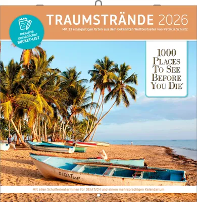 Produktbild von 1000 Places to See Before You Die - Traumstrände 2026 - Broschürenkalender Bildwandkalender 30×30 cm - Paradiesische Strände & Reiseträume für Fernweh & Fotoliebhaber