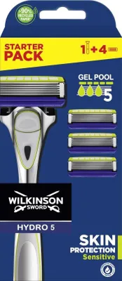 Produktbild von Wilkinson Hydro 5 Protection Sensitive Clampack - Rasierer + 4 Ersatzköpfe