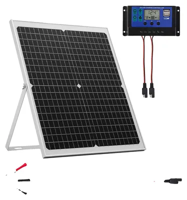 Obrázek produktu pro VEVOR 12V monokrystalická sada solárních panelů, solární nabíječka baterií s inteligentním regulátorem MPPT a nastavitelným držákem, vodotěsná IP67 pro auto, loď, obytný vůz, přívěs na motorku