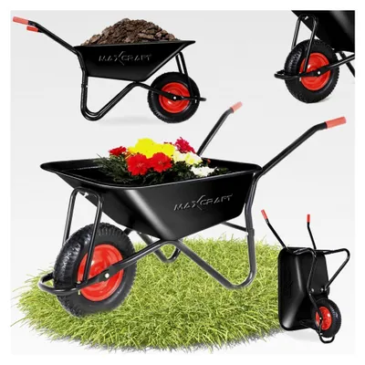 Produktbild von Schubkarre 250 kg 100 L Gartenschubkarre Transportkarre mit Luftbereifung Schwarz/Rot