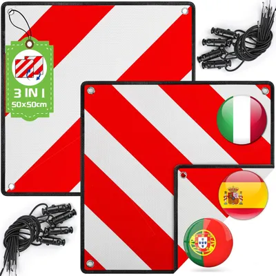 Obrázok produktu pre Výstražná tabula nosič bicyklov 50x50 cm, hliník, červená biela, reflexná, pre auto