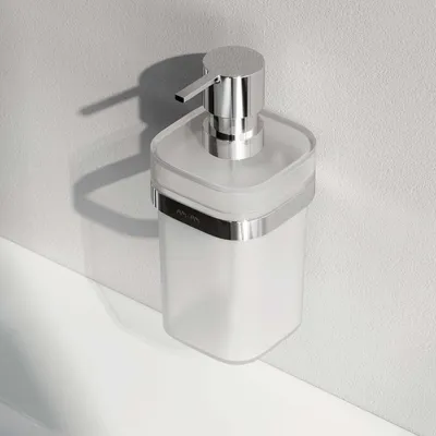Produktbild von AM.PM Func Seifenspender Wandmontage Flüssigseifenspender nachfüllbar Dispenser für Seife oder Duschgel mit Bohren Edelstahl Glas, Chrom