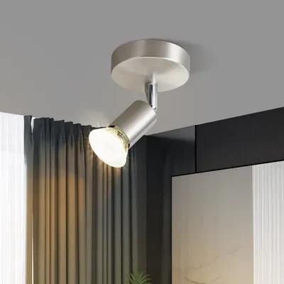 Produktbild von ZMH LED Deckenstrahler 1 Flammig Deckenleuchte Modern GU10 Deckenspot Schwenkbar 350°Drehbar Wandstrahler Spot Edelstahl Wohnzimmer Schlafzimmer
