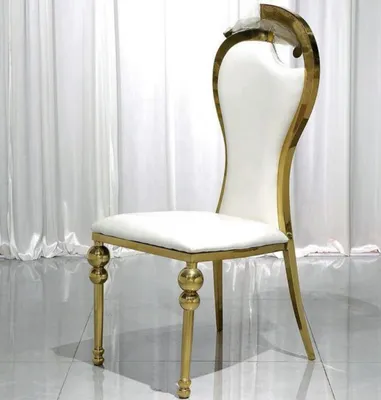 Produktbild von Klassischer Esszimmer Weiß-Goldener Stuhl Polsterstühle Holz Stühle Neu