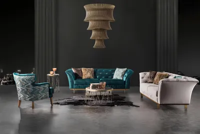 Productafbeelding van Luxus Wohnzimmer Sofas Set Textilmöbel Dreisitzer Sessel 3tlg Modern